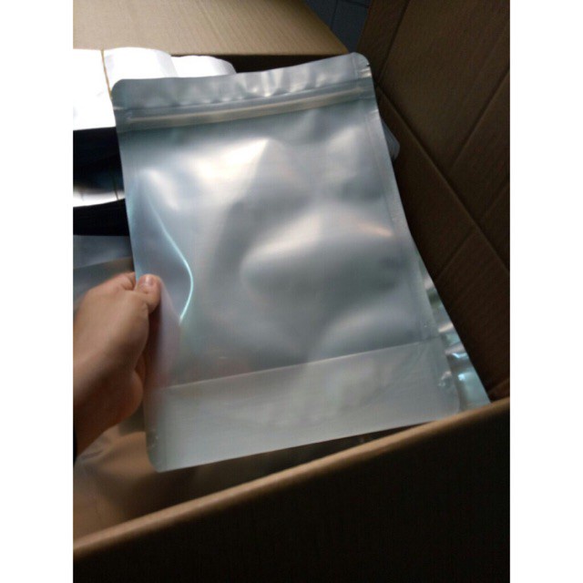1 Cái Túi Zip Đáy Đứng Một Mặt Bạc, Loại Dày
