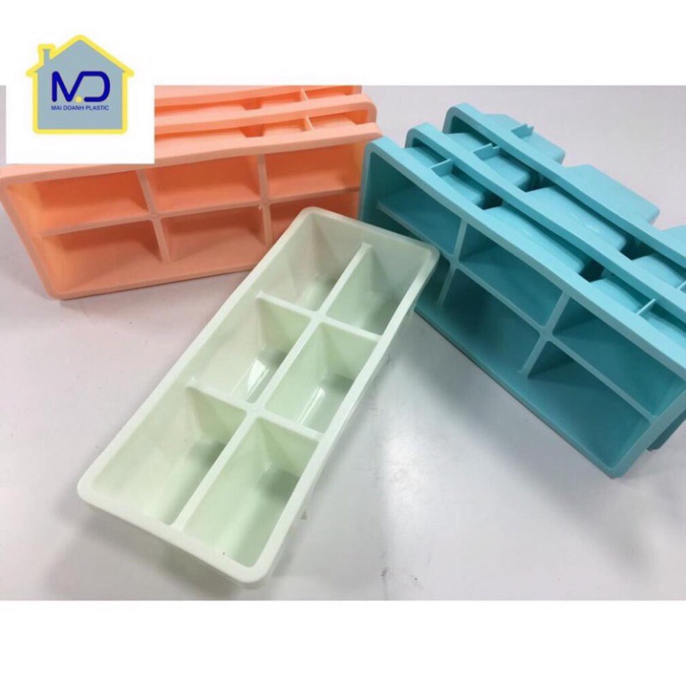 Khay làm đá 6 viên to, khuôn nhựa làm đá 6 viên 6961