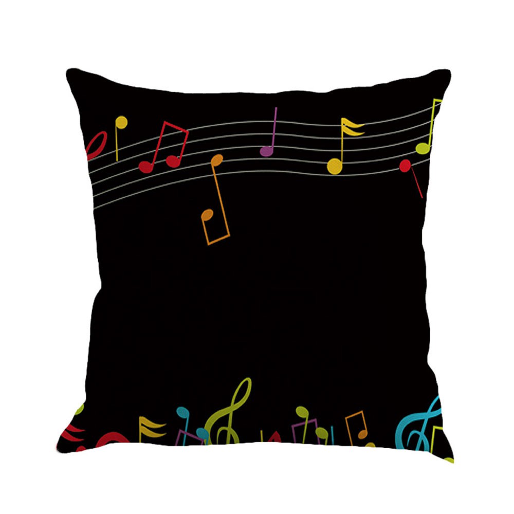 forkoobe.vn Musical Note Painting Linen Cushion Cover Throw Pillow Case Sofa Home Decor