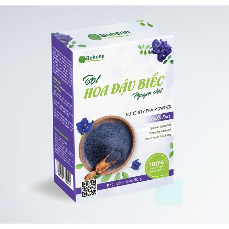 Thanh mát thải độc, tốt cho người tiểu đường từ bột hoa đậu biếc Behena nguyên chất 100% - 50g