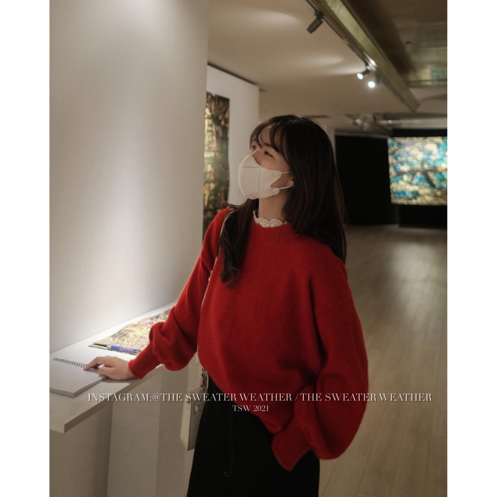 [Mã 2611THTRANG100K hoàn 10% xu đơn 99K] (Ảnh thật) Áo len cổ viền ren tay bo the.sweaterweather TSW