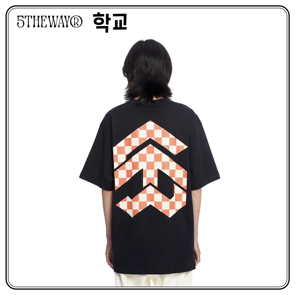 Áo thun 5THEWAY /checkerboard/ New Tee hoạ tiết Caro Màu Đen BLACK