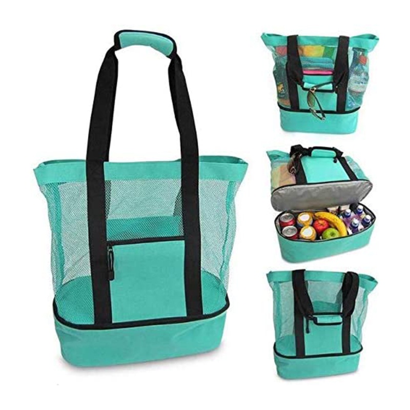 Túi Lưới Đựng Đồ Chơi Đi Biển / Dã Ngoại Cỡ Lớn Có Khóa Kéo Tiện Dụng