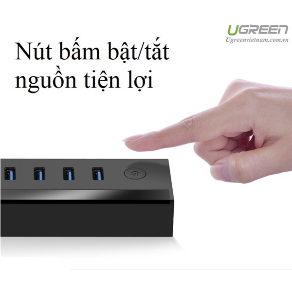 Hub USB 3.0 bộ chia 7 cổng USB 3.0 Ugreen 30845 US219 hỗ trợ Nguồn DC 5V/2A - Bảo hành chính hãng 18 tháng