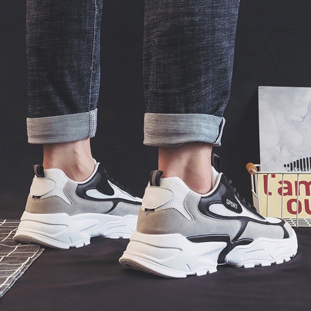 Giày sneaker nam thể thao CHAGO trắng cam, giày tăng chiều cao chất liệu vải phối da lộn phong cách Hàn Quốc - GTT107-2