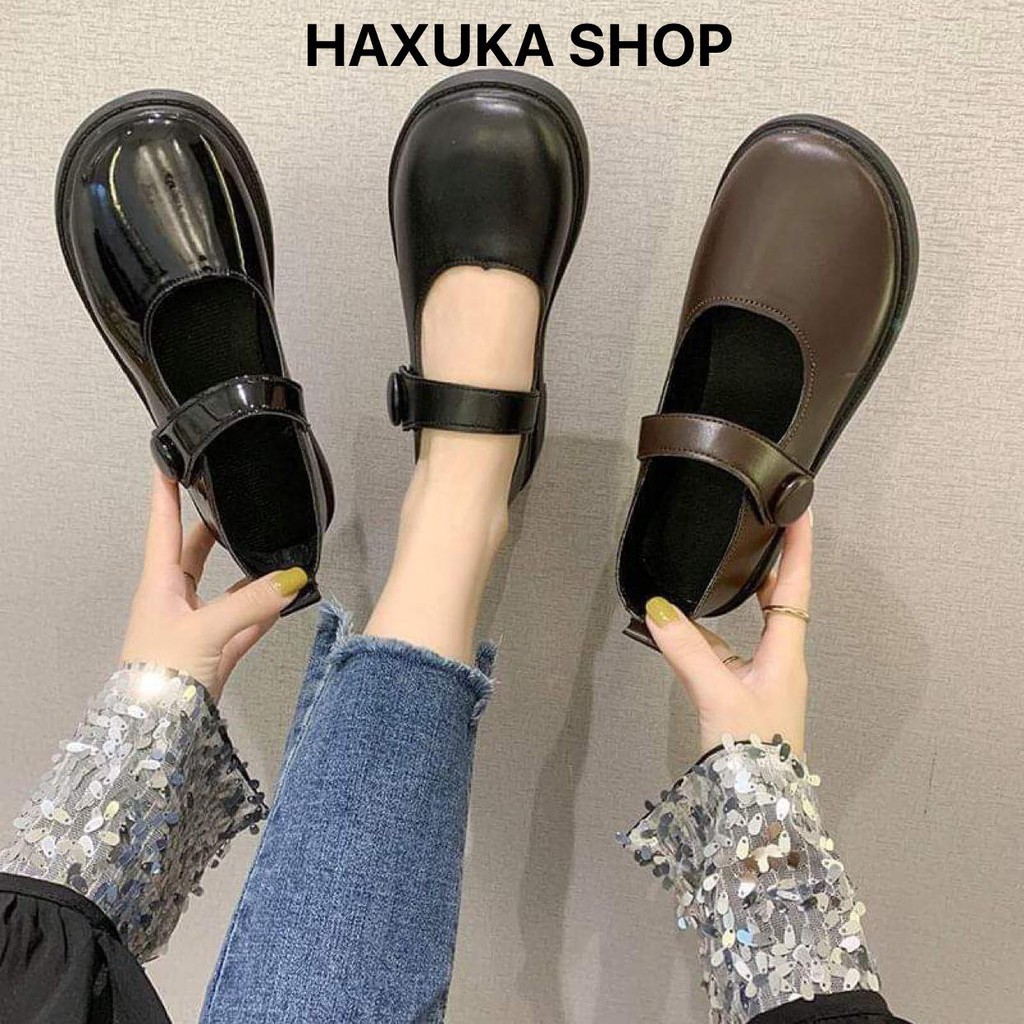 Giày Marry Jane- Giày nữ sinh cài quay ba màu Đen Bóng, Đen Nhám, Nâu kiểu dáng Hàn Quốc, dễ phối đồ