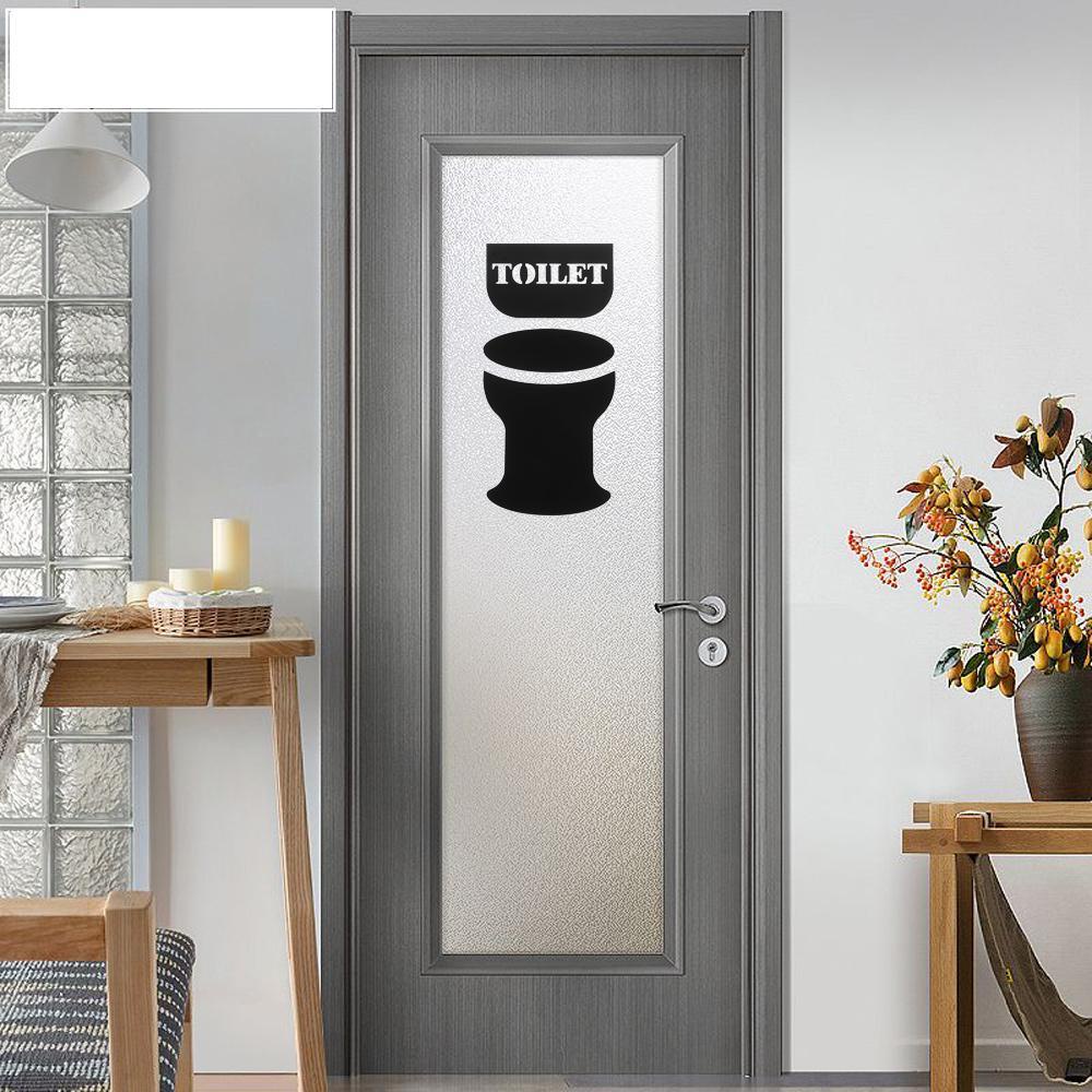 Sticker Dán Cửa Toilet / Gương Trang Trí Nội Thất Phòng Tắm In Chữ Tiếng Anh WTTLE WC / Toilet
