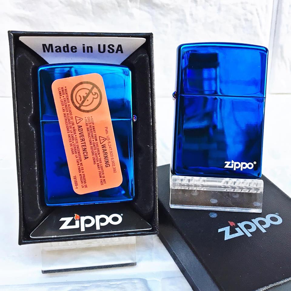 Vỏ Zippo USA (Mỹ) Có Tem Đỏ Màu Xanh Cá Tính Sang Trọng