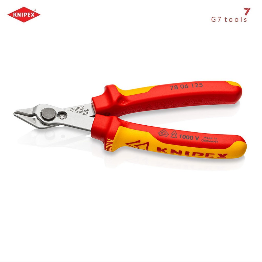 Kìm Cắt Linh Kiện Điện Tử Knipex Super Knips® Lưỡi Cắt 54 HRC chiều dài 125mm, cách điện 1000Volt Knipex 78 06 125