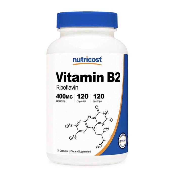 Vitamin B2 liều cao không biến đổi gen Nutricost Vitamin B2 (Riboflavin) 400mg 120 viên USA