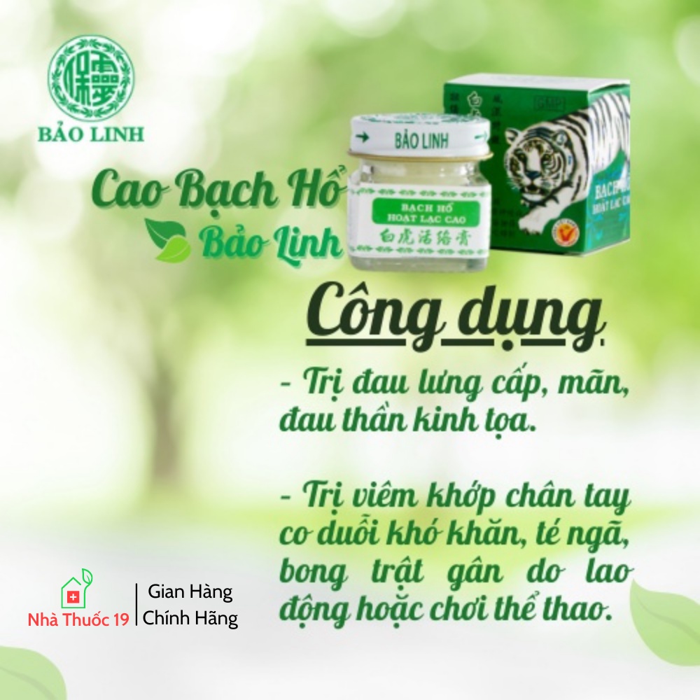 Cao Xoa Bóp Bạch Hổ, Dầu Xoa Bóp Dược Liệu Bạch Hổ Hoạt Lạc Cao 20g Giảm Đau Nhức Ngừa Cảm Cúm