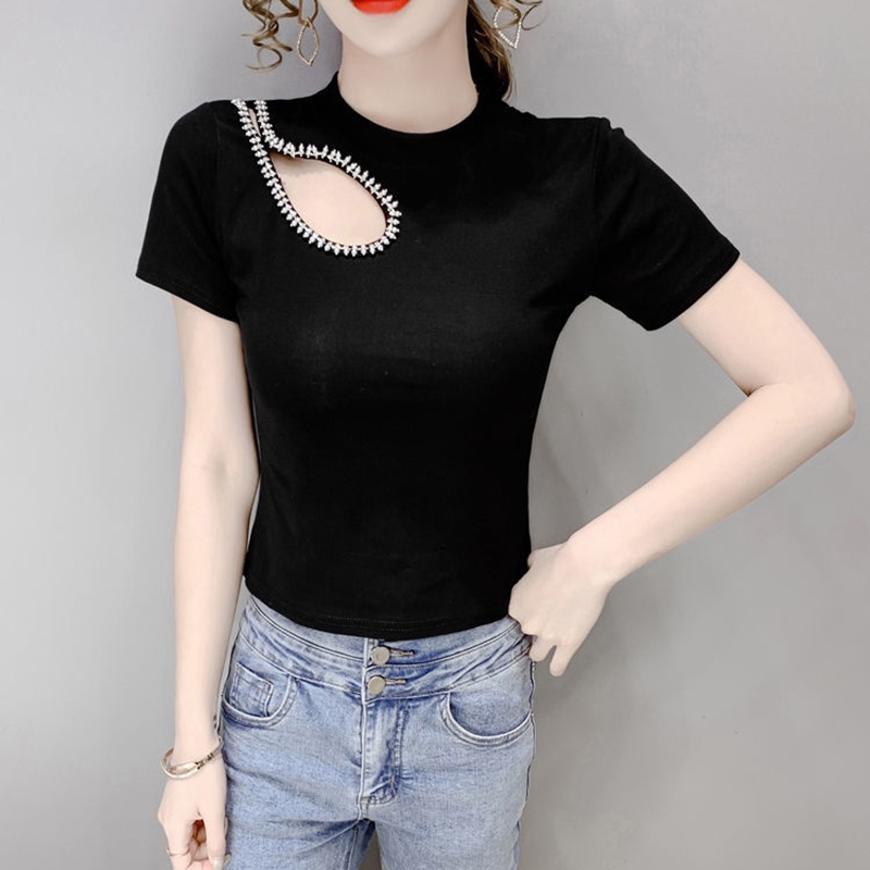 IELGY Áo Thun Ngắn Tay Dáng Ôm Thiết Kế Độc Đáo Thời Trang Cho Nữ