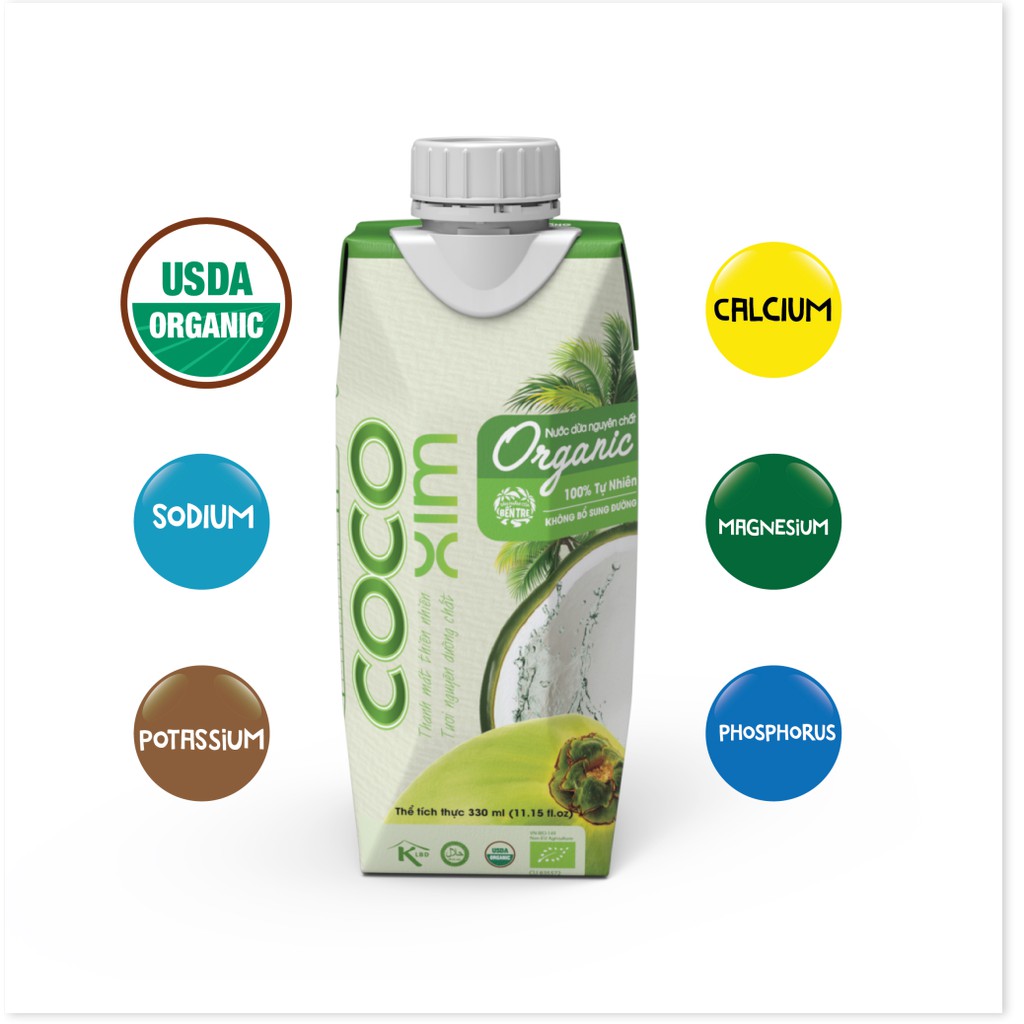 Nước dừa đóng hộp Organic 100% dừa tươi nguyên chất - Thương hiệu COCOXIM 330ml - YOOSOO MALL