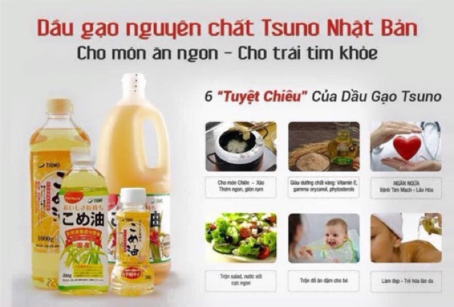 [Tsuno] Dầu Gạo hữu cơ Nhật dùng trực tiếp/chiên xào cho bé ăn dặm