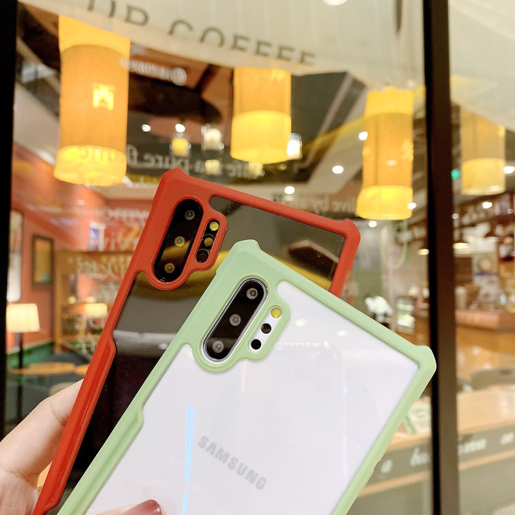 Ốp Điện Thoại TPU Acrylic Mềm Mặt Nhám Bốn Góc Chống Rơi Cho Samsung S21 Ultra Plus Note 10 Plus S10 Plus