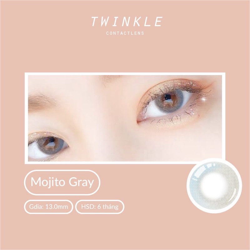 Kính áp tròng Mojito Gray Lens Twinkle lens nhũ xám xanh