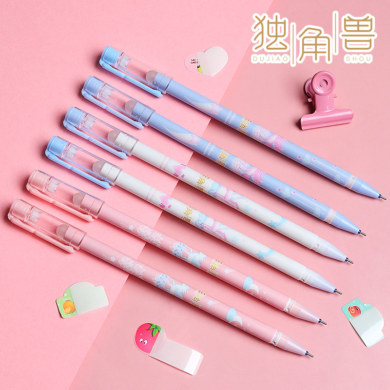 Bộ 3 bút mực nước ngòi cỡ 0.5mm màu xanh dương/ đen dễ tẩy xóa tiện dụng dành cho học sinh