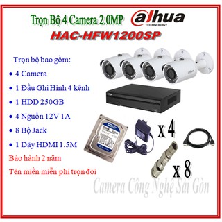 Bộ 4 camera dahua 2.0mp hac-hfw1200sp