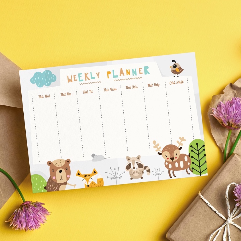 35 mẫu tấm dán Thời khóa biểu, Weekly planner kế hoạch trong tuần cực cute