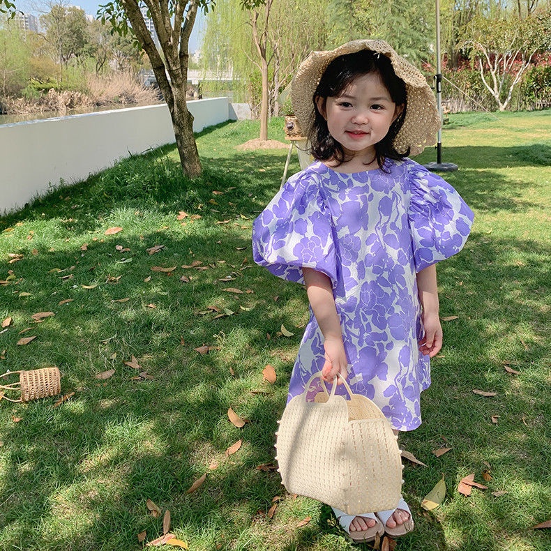 Đầm Công Chúa Mùa Hè Tay Phồng Bằng Cotton Phong Cách Phương Tây Thời Trang Mới Cho Bé Gái