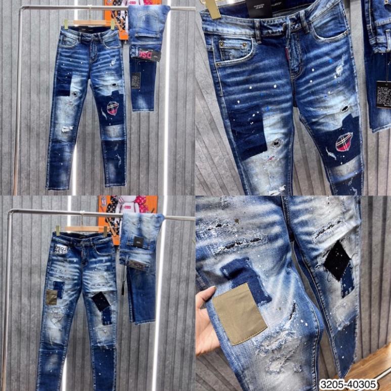 [Sẵn Hàng] Quần Jeans Nam Dsq Vá Cao Cấp - Quần Bò Dsq Nam Rách Vá Cao Cấp
