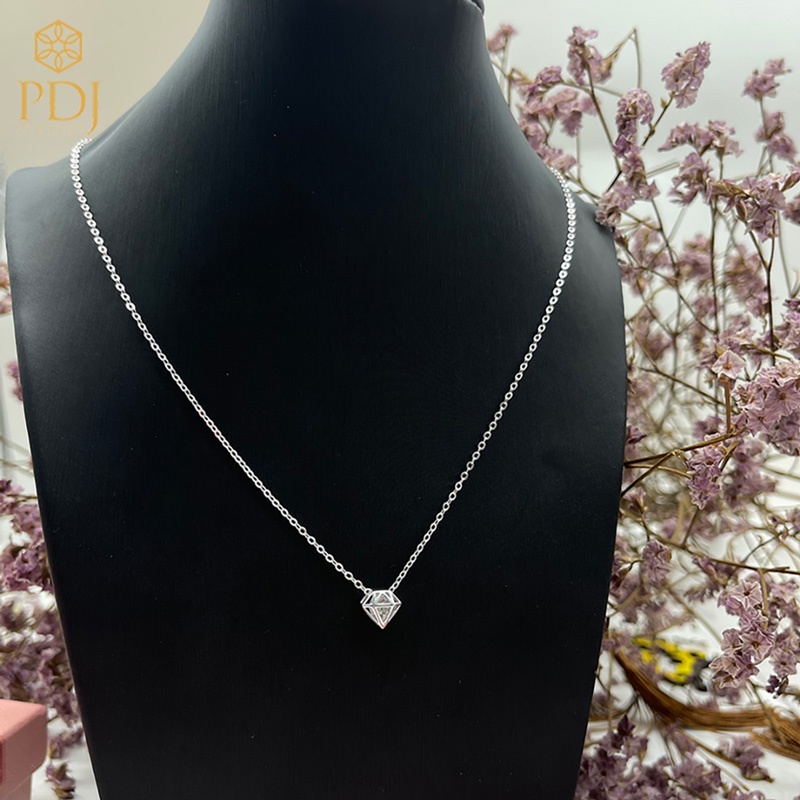 Dây Chuyền Mặt Viên Kim Cương Bạc - SP000533 - Bạc ta cao cấp - Tặng kèm hộp đựng - Trang sức PDJ