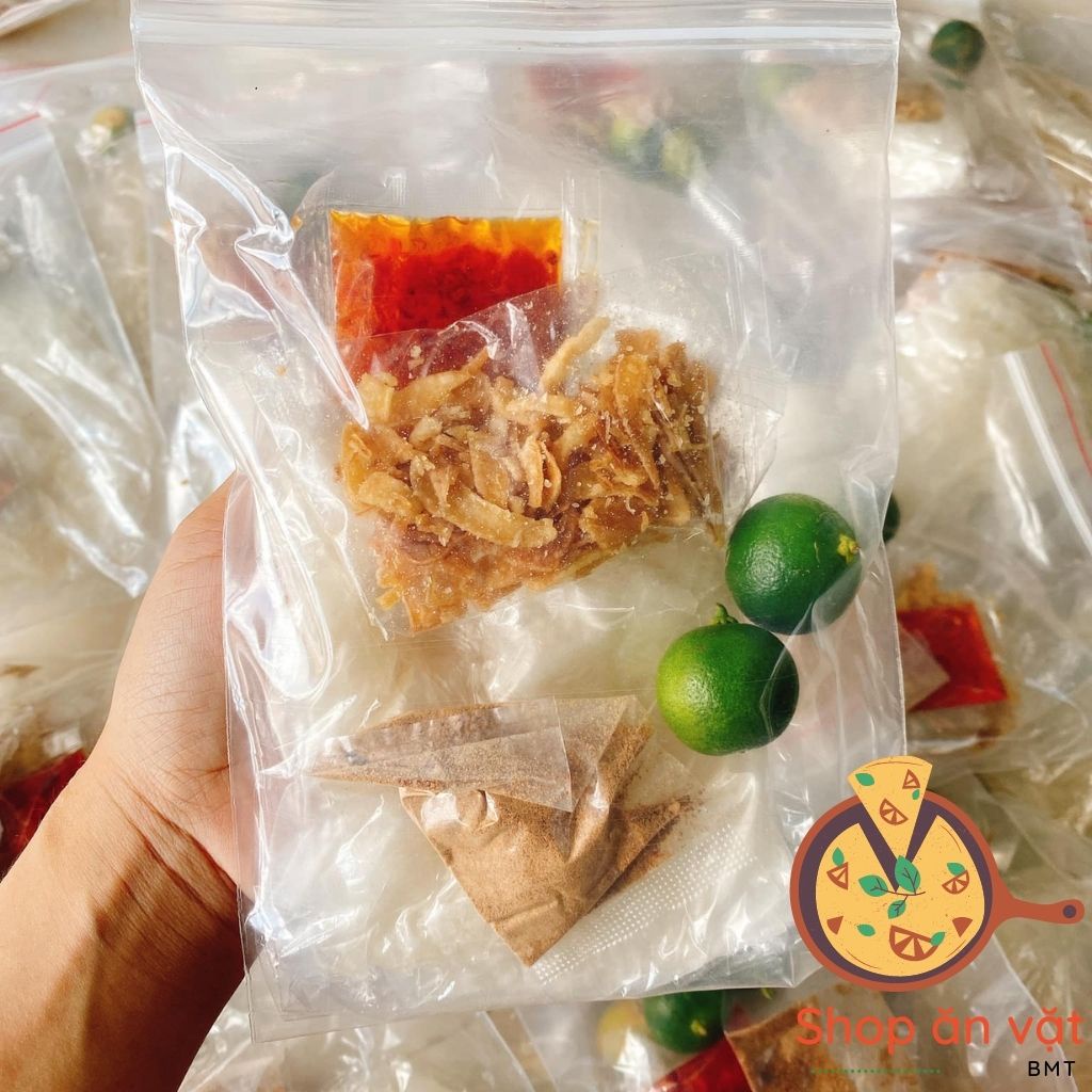 Bánh tráng phơi sương lá chuối nhỏ Bon Bon bánh tráng trộn phơi sương sate tắc hành phi Tây Ninh - 14020072