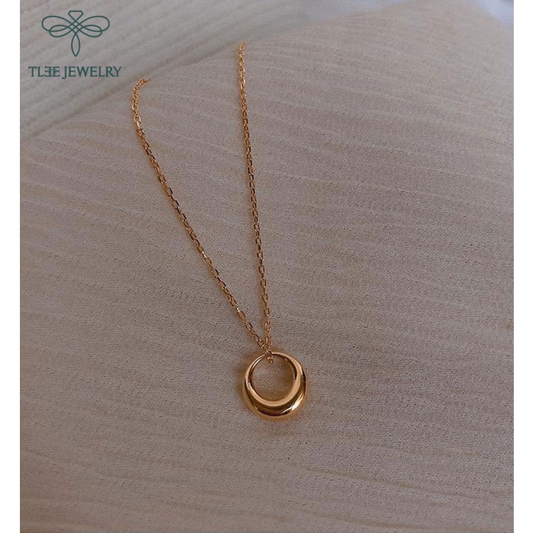 Dây chuyền bạc nữ TLEE mẫu mặt tròn dáng giọt nước TleeJewelry D0190
