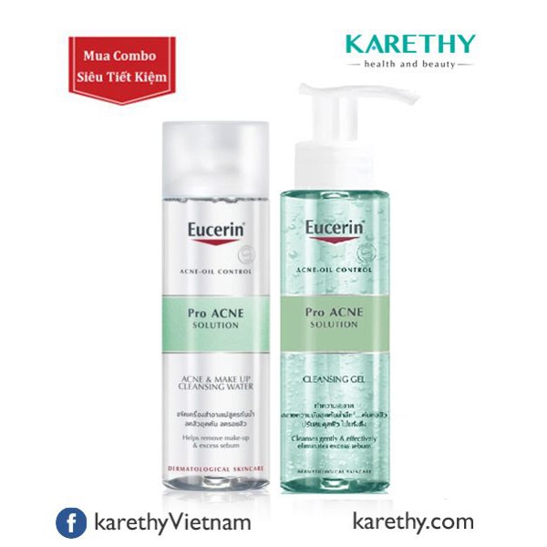 COMBO Eucerin Gel Rửa Mặt Da Mụn + Nước Tẩy Trang Da Mụn