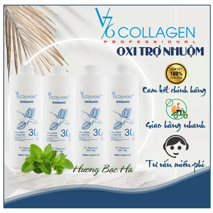 Oxy Trợ Nhuộm Bạc Hà Chống Xót Da Đầu V76 Collagen