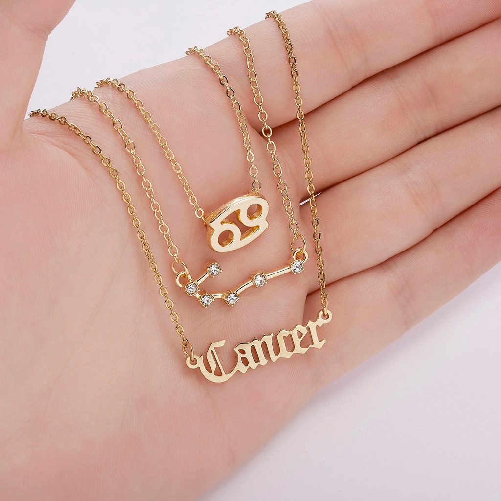 Set 3 vòng cổ phối mặt hình 12 cung hoàng đạo thời trang