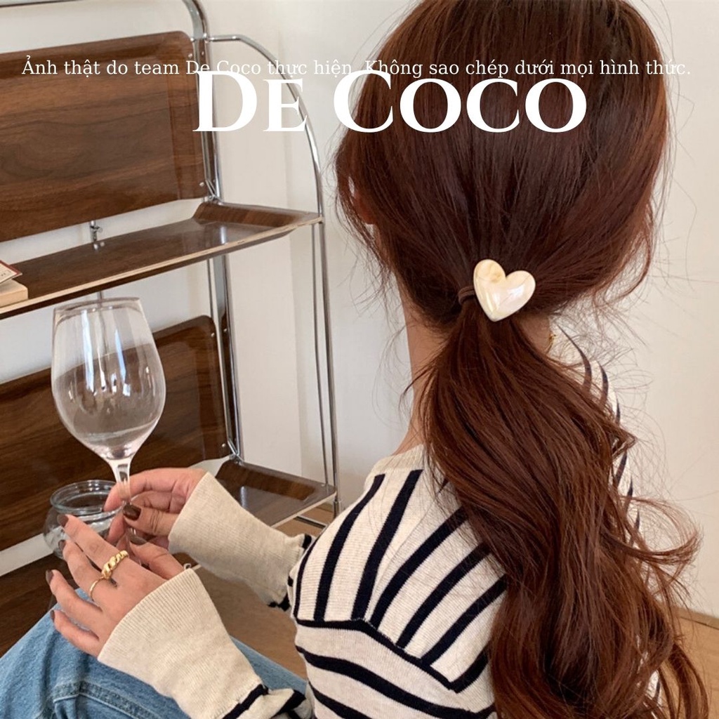 Dây buộc tóc, Chun buộc tóc mặt trái tim vân đá De Cocodecoco.accessories