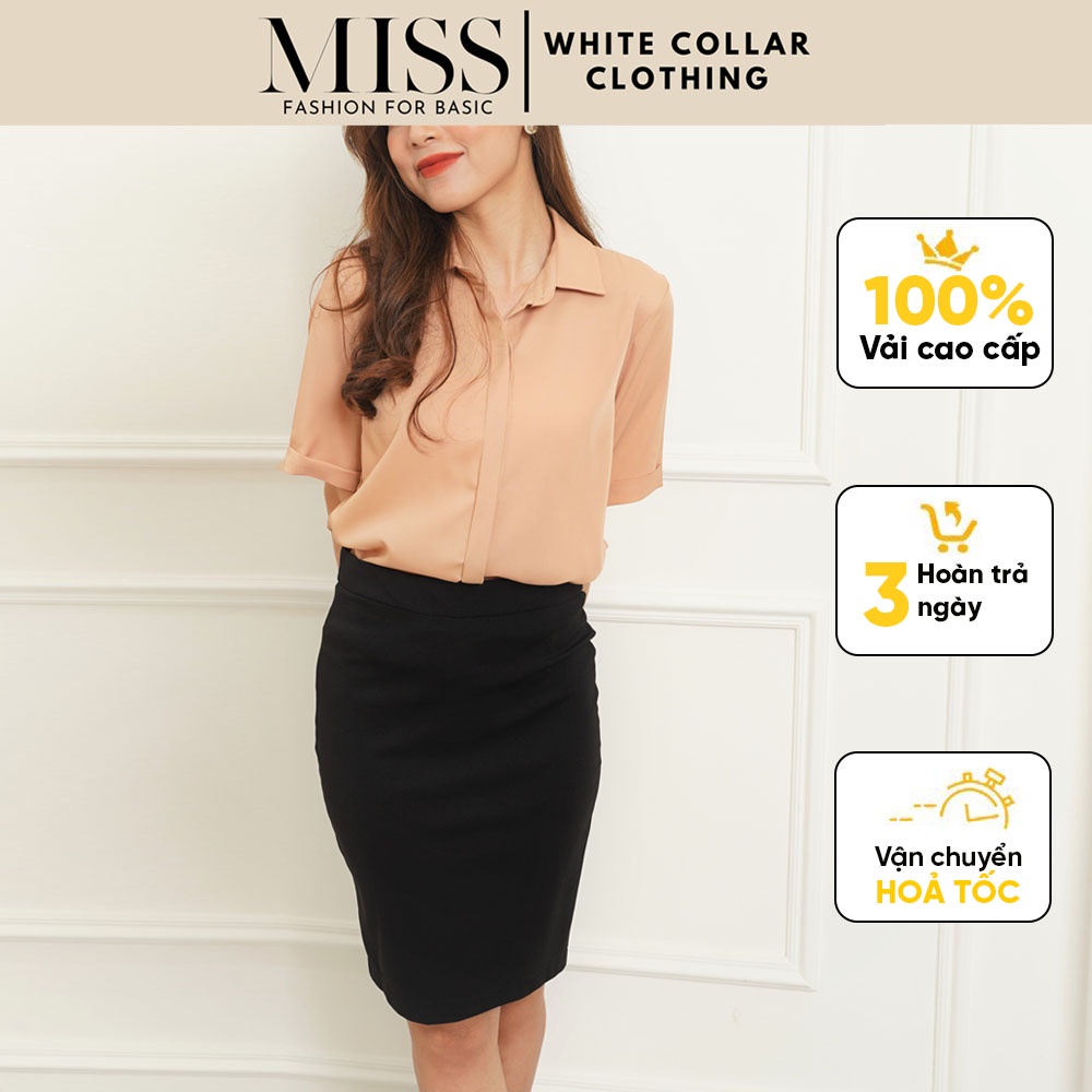 Áo sơ mi nữ ngắn tay, áo công sở cộc tay form rộng màu Trắng Đen Be Xanh MISS CLOTHINGS SM-02