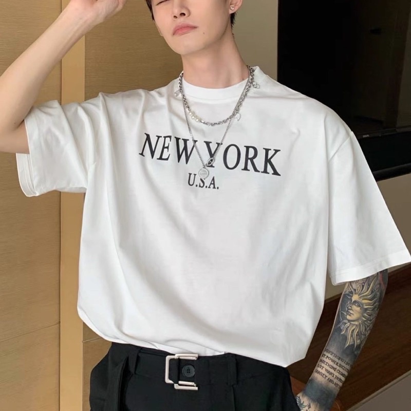 Áo thun tay lỡ new york