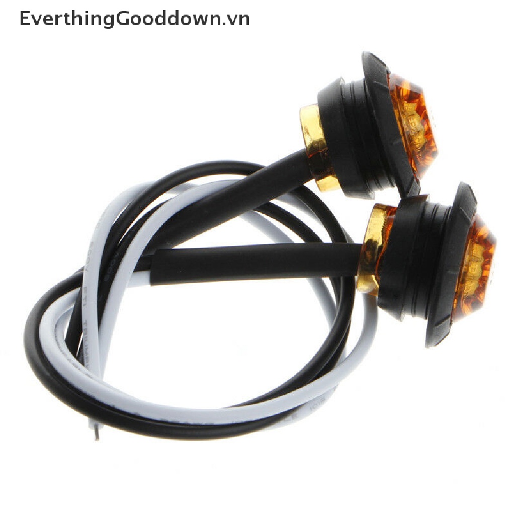 Everthinggooddown 1X 3 / 4 &quot;Đèn Đánh Dấu 3LED 12V Dạng Tròn Nhỏ Màu Vàng Hổ Phách