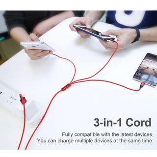 Dây cáp sạc 3 đầu đa năng Type C, Iphone, Android - Hàng nhập khẩu