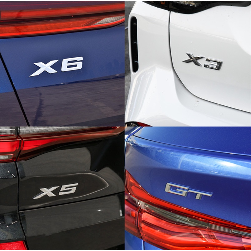 Miếng Dán logo 3D Màu Đen Bạc Trang Trí Cốp Sau Xe Hơi BMW X1 X2 X3 X4 X5 X6 X7 GT