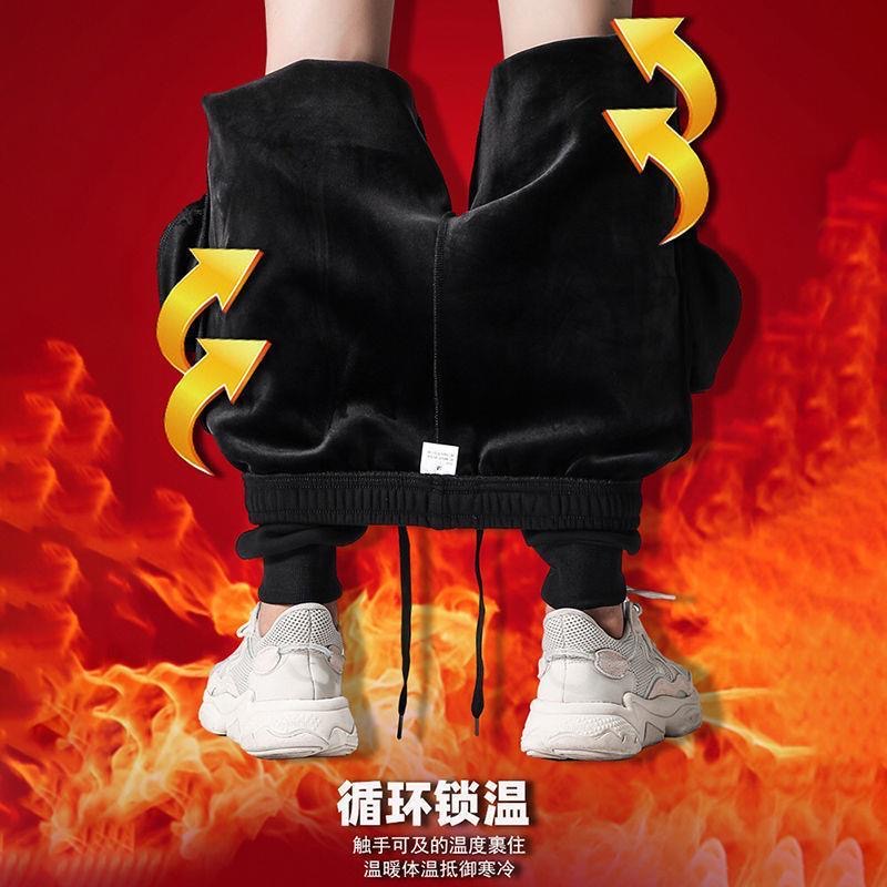Quần Jogger Thể Thao Lót Nhung Dày Dặn Dáng Rộng Phong Cách Hàn Quốc Thời Trang Thu Đông Cho Nam