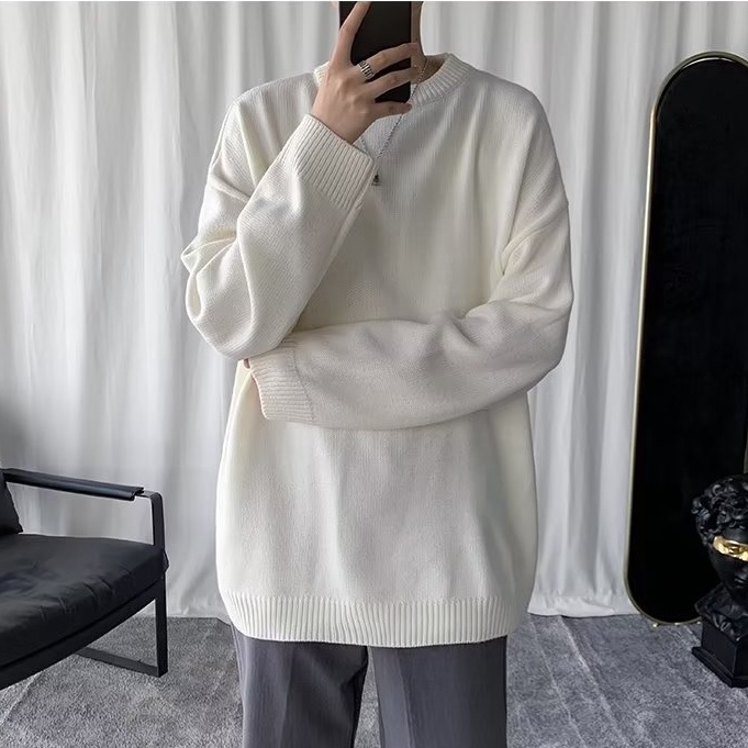 Áo Sweater Dáng Rộng Màu Sắc Đơn Giản Phong Cách Retro Harajuku áo len đẹp áo len nữ form rộng áo len nữ kiểu hàn quốc