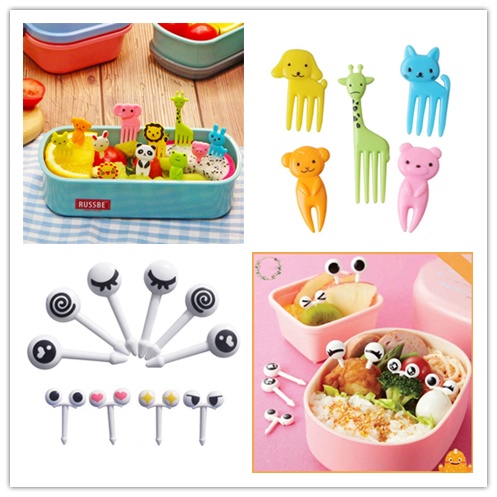 Set 10 / 20 Nĩa Ăn Trái Cây / Sushi Bằng Nhựa Hình Động Vật Dễ Thương