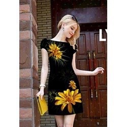 Sale: Đầm body tay con in hoa 3D - Size M, L