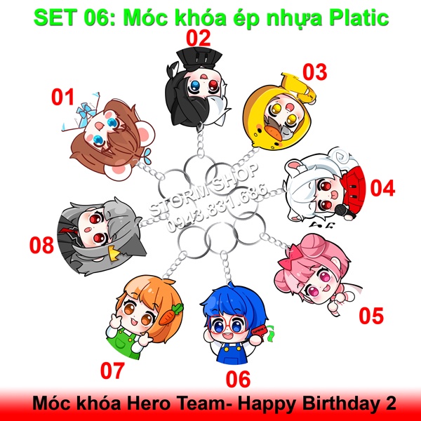 Móc khóa Hero Team Sinh NHẬT mẫu mới đẹp dễ thương wá ( Mẫu 06)