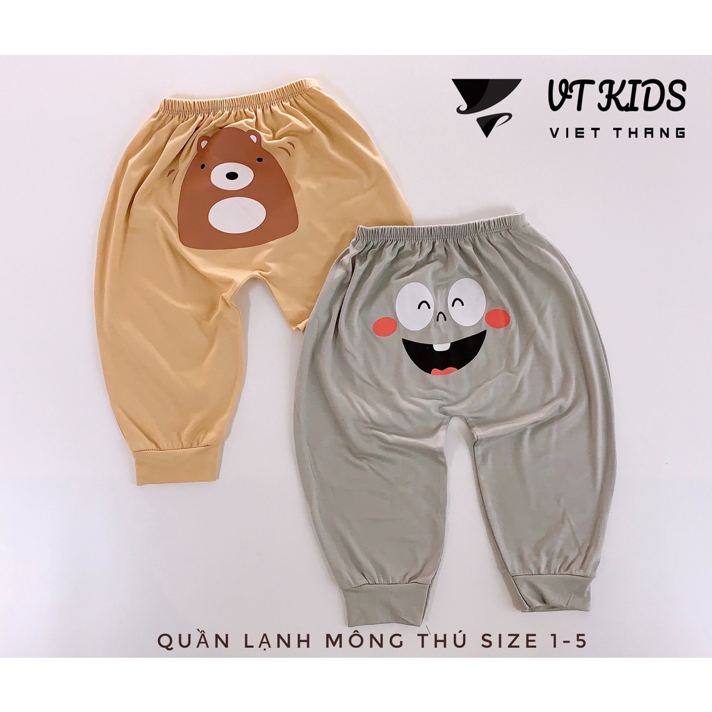 Quần dài bé trai và quần dài cho bé gái Kwoo thun lạnh in mông hình thú siêu xinh
