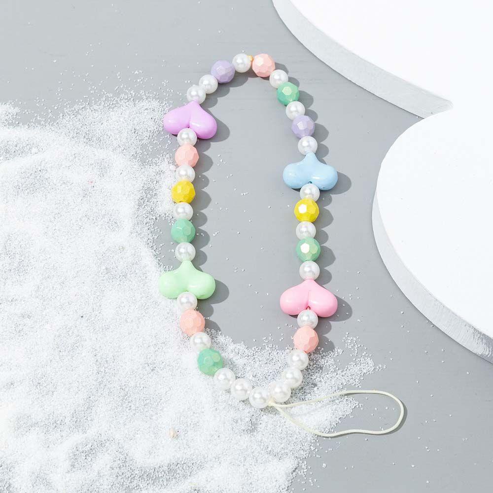 Dây Đeo Điện Thoại Xâu Hạt Nhựa Acrylic Thủ Công Hình Trái Tim Độc Đáo
