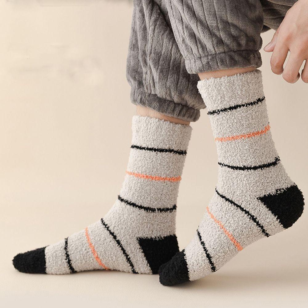 MIQUEL Đôi Vớ Cotton Dày Mềm Mại Họa Tiết Kẻ Sọc Thời Trang Mùa Thu Cho Nam