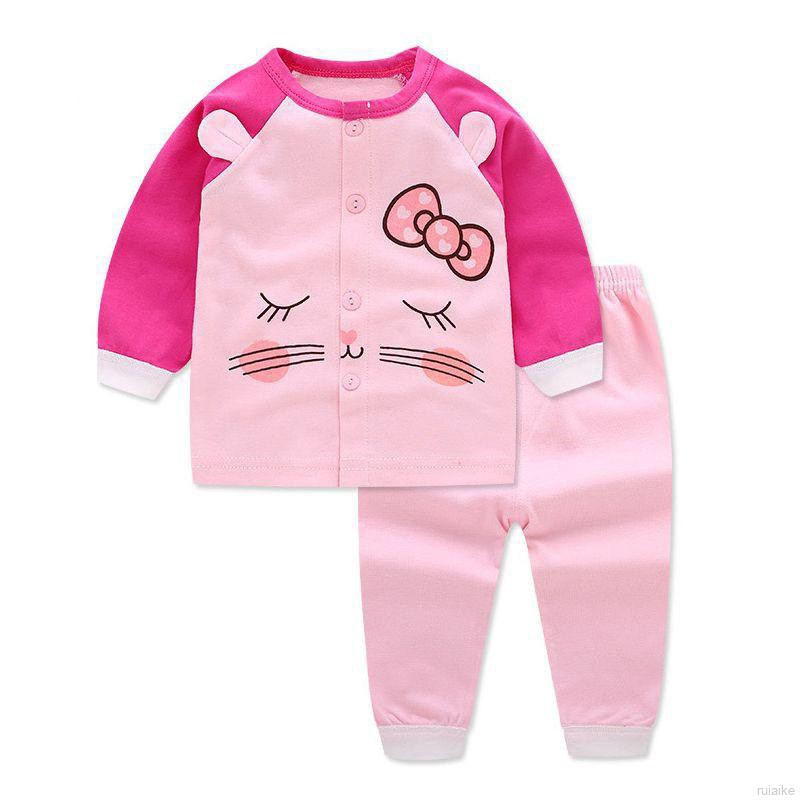 Bộ Đồ Ngủ Pijama Dài Tay Họa Tiết Hoạt Hình Đáng Yêu Cho Bé