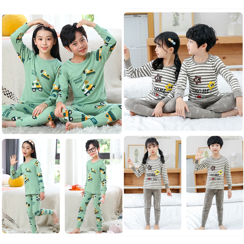 Bộ Đồ Ngủ Tay Dài Chất Liệu Cotton 100-160cm Cho Bé