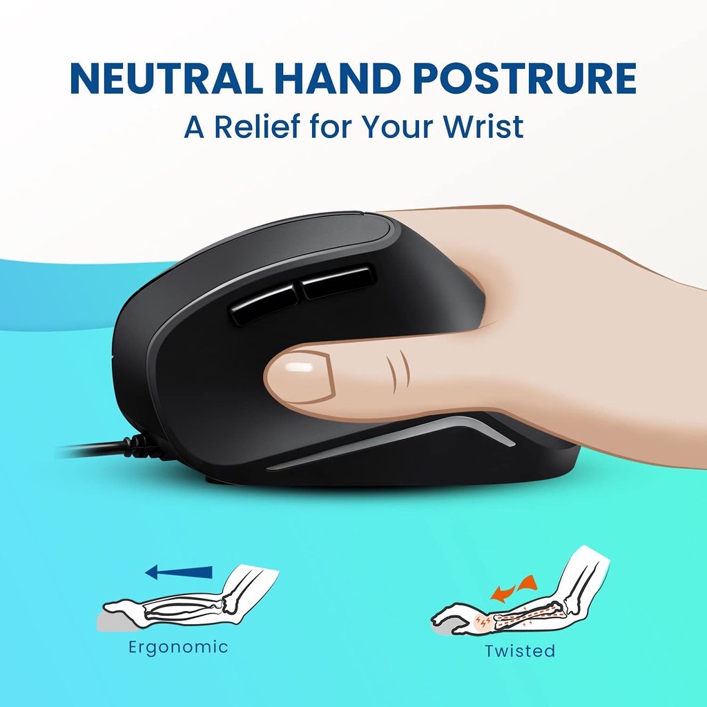 CHUỘT DỌC/CÔNG THÁI HỌC (có dây/không dây) Perixx PERIMICE-715II Ergonomic Vertical Mouse, THƯƠNG HIỆU ĐỨC