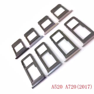 Sim card tray for samsung galaxy a520 a720 a5 a7 2017 single dual sim card reader sim tray holder sd sim slot parts