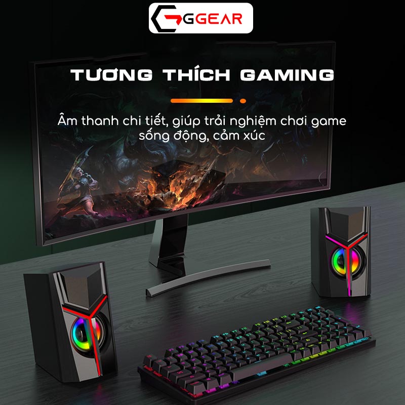 Loa máy tính Ggear Bonks DX19 loa vi tính mini để bàn gaming led siêu bass cho laptop pc điện thoại smartphone tv